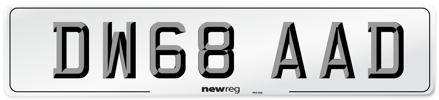 DW68 AAD Number Plate from New Reg